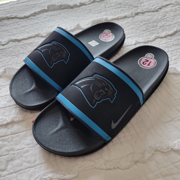 Nike Off Court Slides NFL Carolina Panthers Mens 12 NWT Revive Cushion Footbed - Picture 10 of 11